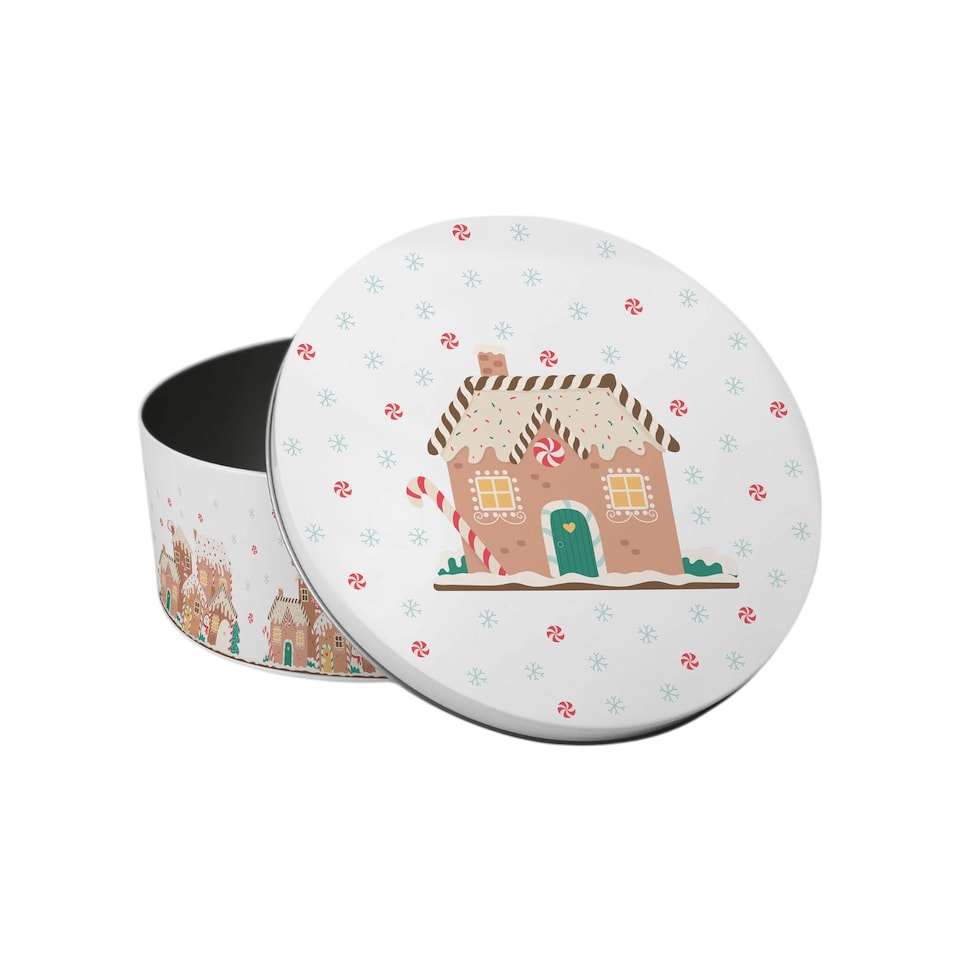 image 1 of Gingerbread Houses Round Christmas Cake Tin