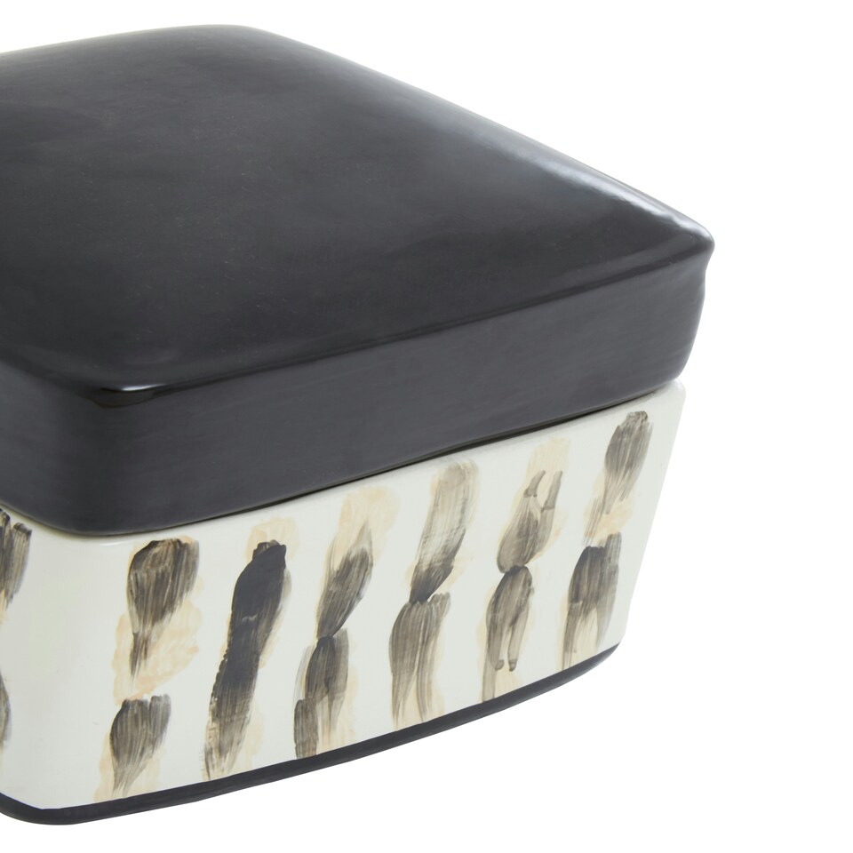 image 1 of Interiors by Premier Brushstroke Trinket Box Black