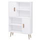 image 1 of HOMCOM Sideboard Bookshelf Free Standing Bookcase Shelves Unit Display Storage Cabinet w  Adjustable Shelves, Wooden Leg, Two Doors, White