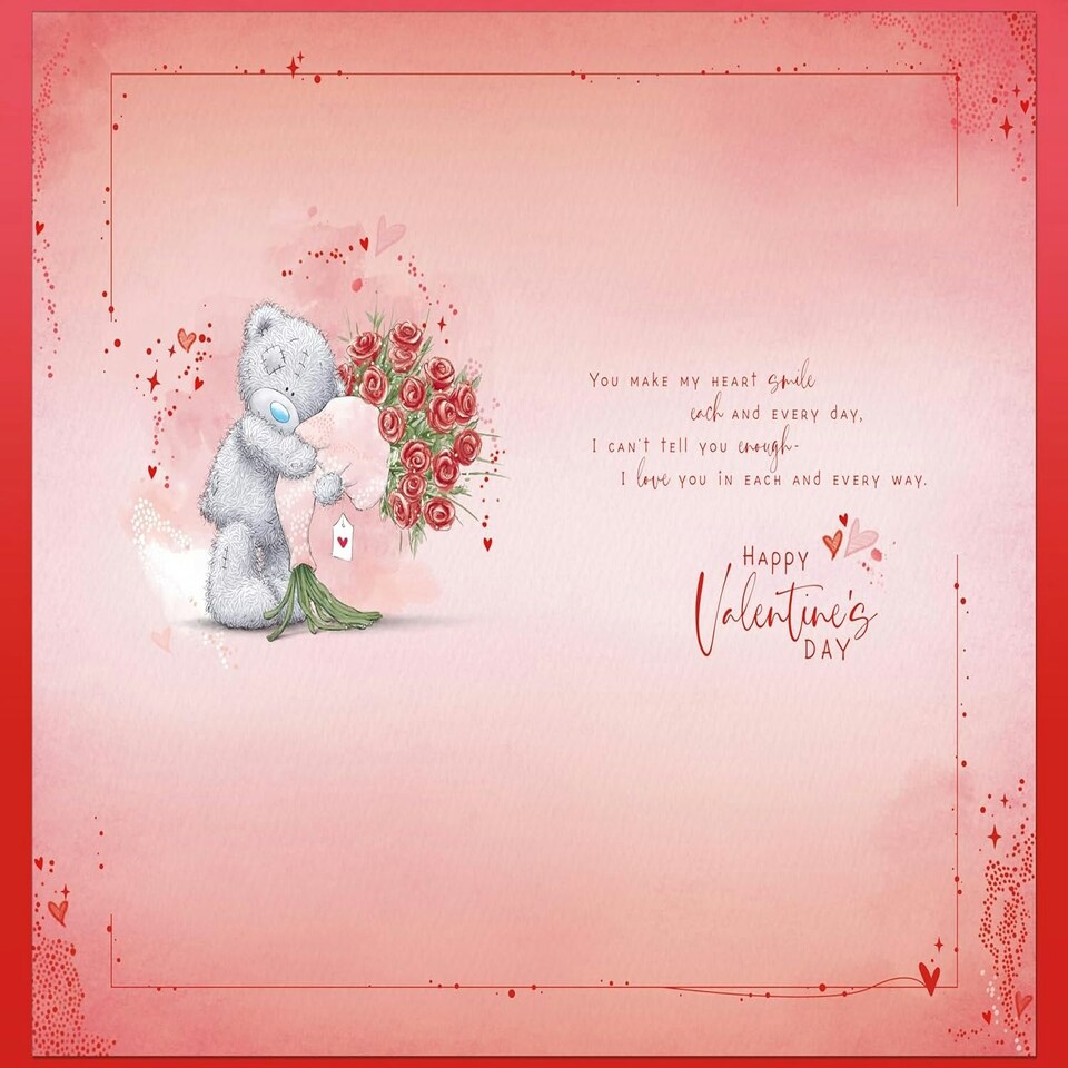 image 1 of Bear With Bouquet Girlfriend Valentine's Day Card