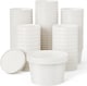 image 1 of ECONX 8oz White Disposable Paper Soup Cups Food Containers with Lids Takeaway Tubs 25pc