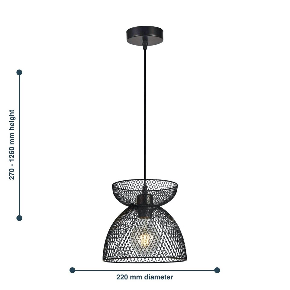 image 1 of First Choice Lighting Cassidy Medium Layered Black Mesh Ceiling Pendant Light Black