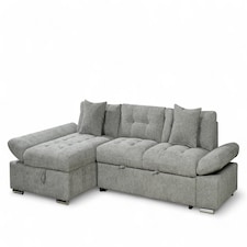 Grey Chenille Fabric 1C2 Corner Sofabed with Storage HARRY
