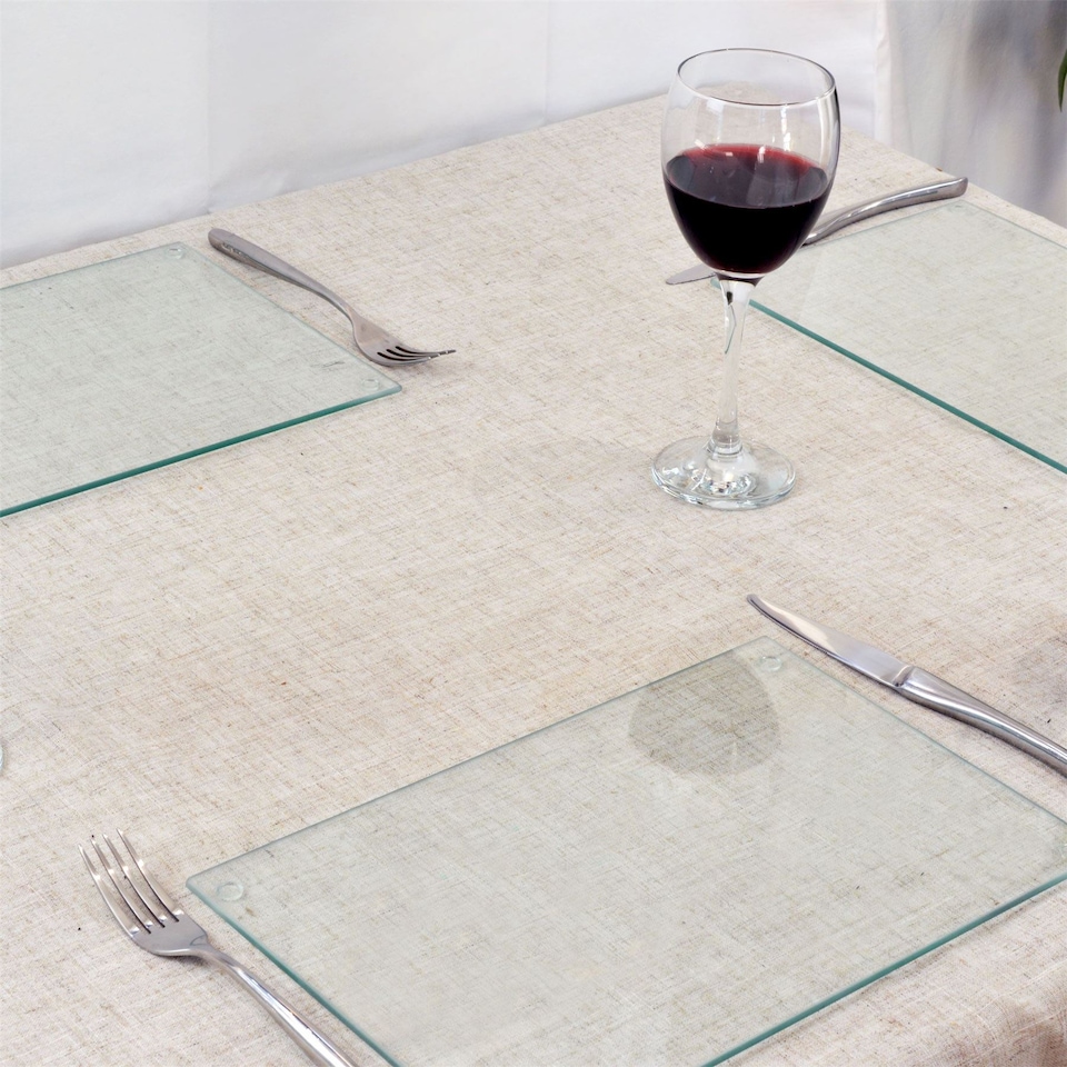 image 1 of Harbour Housewares Glass Placemats - 30 x 20cm - Clear - Pack of 6 | Clear | Clear