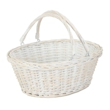 Large White Swing Handle Wicker Shopping Basket White | White | One Size