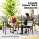 image 3 of Outsunny Garden Table with Parasol Hole for Four, Slatted Metal Plate Top Black