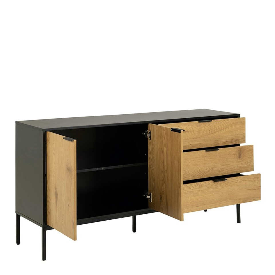image 1 of Seaford Sideboard with 2 Doors and 3 Drawers in Black