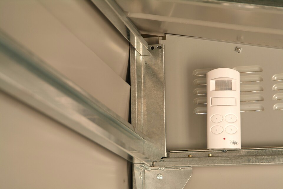 image 1 of 9 x 6 ft Trimetals ProtectaBike 960 Pent Roof Metal Motorcycle Garage - Double Door - Police Approved | Grey | 9x6ft