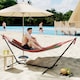 image 2 of Outsunny 298 x 117cm Hammock with Metal Stand Carrying Bag 120kg Multicolour | Multi | Multicolour stripe | L