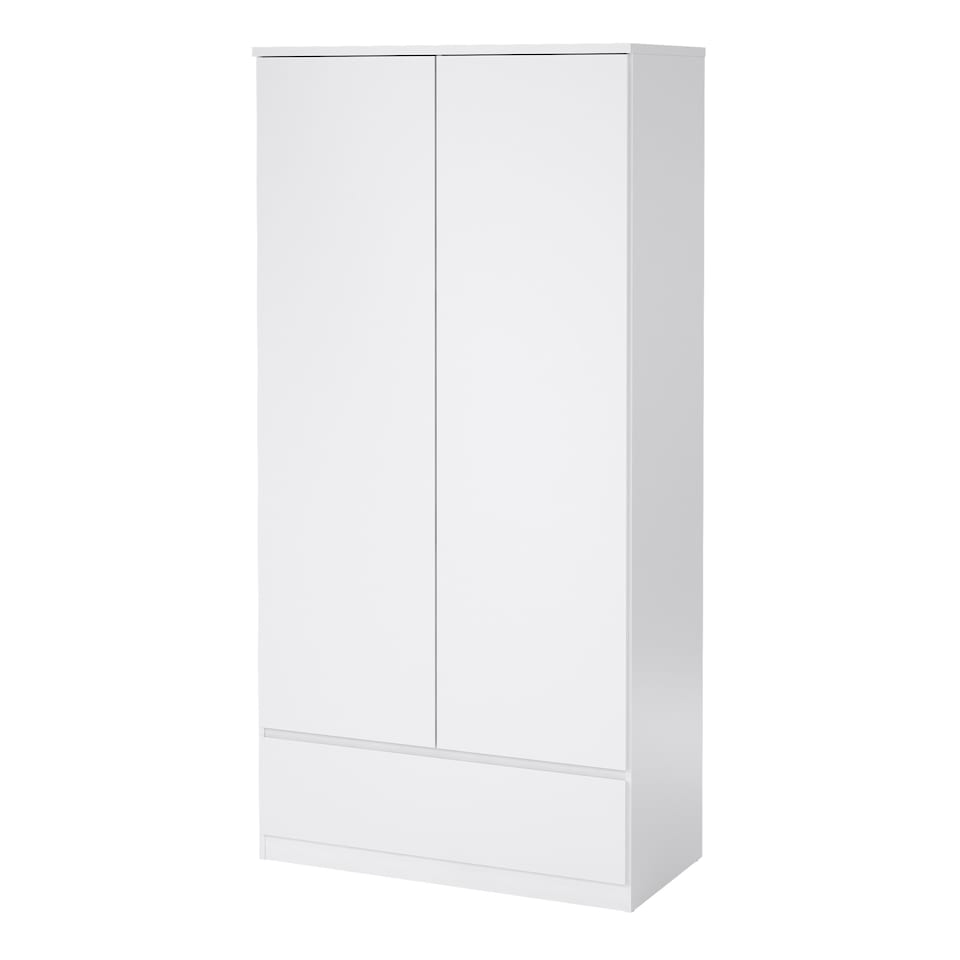 image 1 of Naia Wardrobe with 2 Doors 1 Drawer in White High Gloss