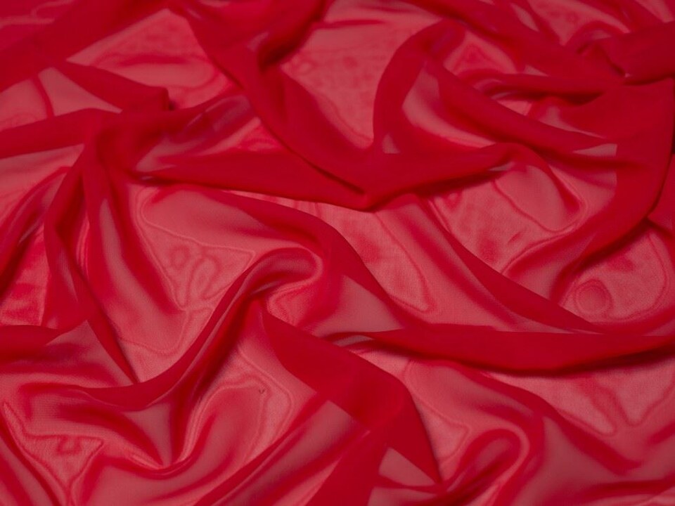 Minerva Core Range Red Sheer Chiffon Fabric for Dressmaking, 145cm / 57" Wide - per metre