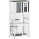image 1 of PawHut Wooden Cat House with Asphalt Roof, Cat Cage for Multiple Cats White White | Dark grey