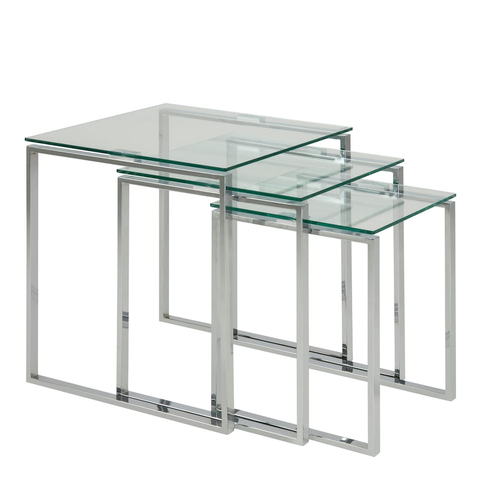 image 1 of Katrine Nest of Tables with Glass Top Set of 3
