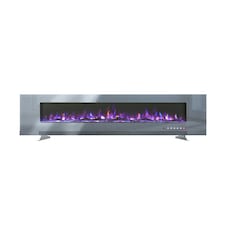 Living and Home 72 Inch Electric Fireplace- Recessed/Wall-mounted with Remote and Touch Screen,1800W,Grey