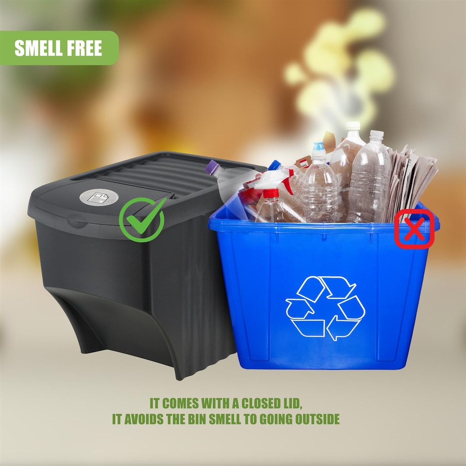 image 1 of GEEZY Durable Stackable Open Fronted Waste Bins with Lids Storage Container