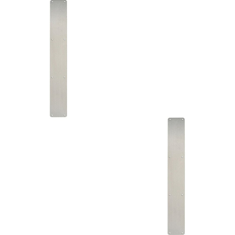 Loops 2x Plain Door Finger Plate 650 x 75mm Satin Stainless Steel Push Plate in Metallics