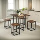 image 3 of 5-Piece Dining Table And Square Stool Set Kitchen Rustic Brown Brown