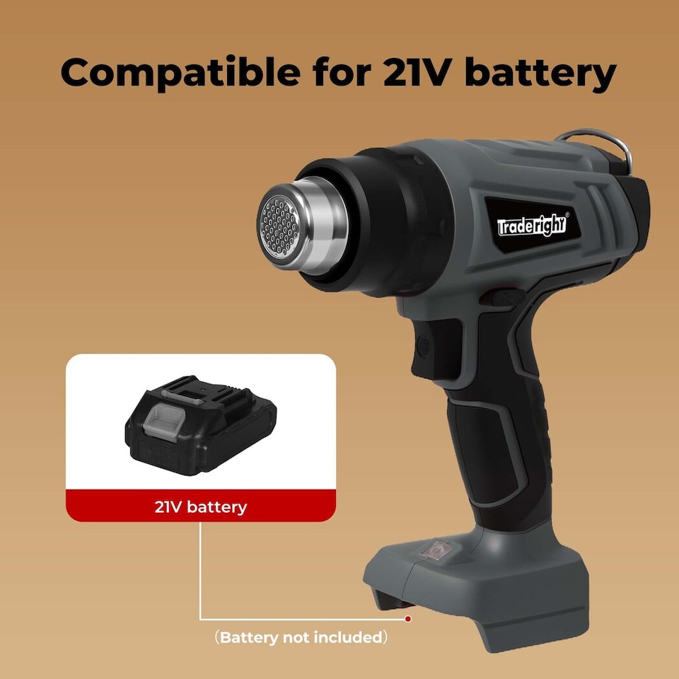 image 1 of Traderight 21V Cordless Heat Gun Handheld Hot Air Tool with 5 Nozzles