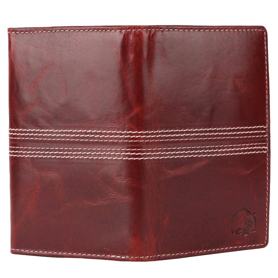 image 1 of CRICKET-GIFTS - Buffalo Leather Travel Wallet | 5 Card Slots & ID Pouch | Mobile Phone Zip Area | Multicoloured, OneSize Red