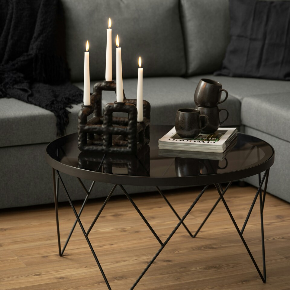 image 1 of Halstow Coffee Table in Black with Smoked Glass Top