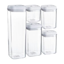 Argon Tableware 5 Piece Flip Lock Plastic Food Storage Containers Set - White