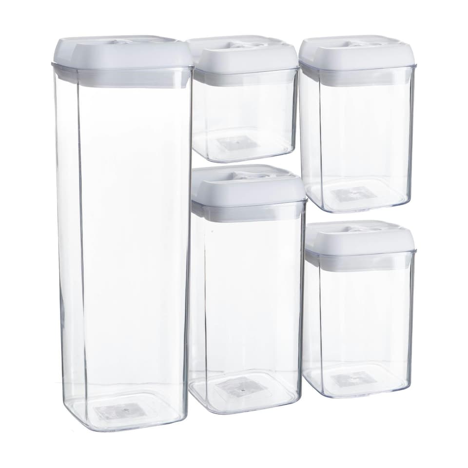 image 1 of Argon Tableware 5 Piece Flip Lock Plastic Food Storage Containers Set - White