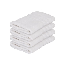 Nicola Spring Cotton Wash Cloths - 30cm x 30cm - White - Pack of 4