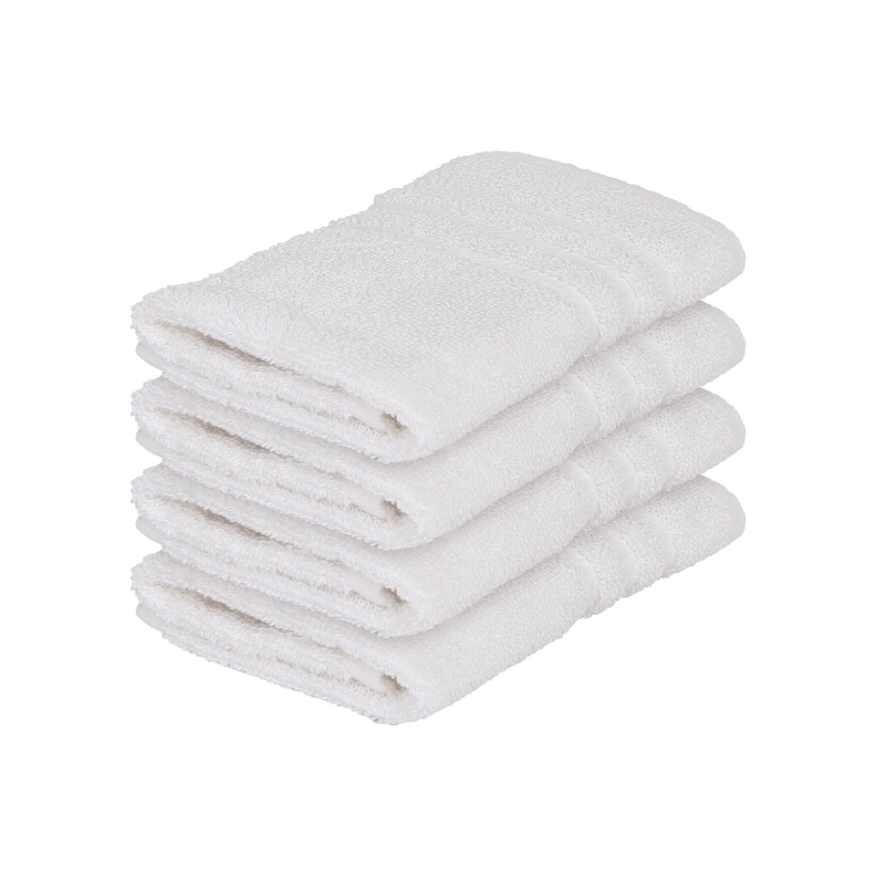 image 1 of Nicola Spring Cotton Wash Cloths - 30cm x 30cm - White - Pack of 4