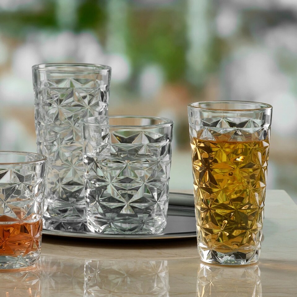 image 1 of Tall Drink Highball Glasses Long Cocktail Water Juice Tumblers Set 290ml | Clear | Clear | 8 Glasses