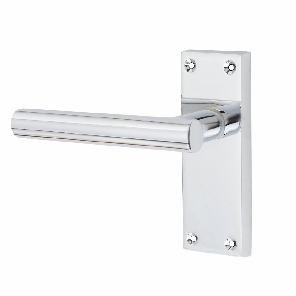 image 1 of Golden Grace 5 Pairs Victorian Straight T-Bar Door Handles Latch in Silver Polished Chrome - 120mm x 40mm Backplate Chrome
