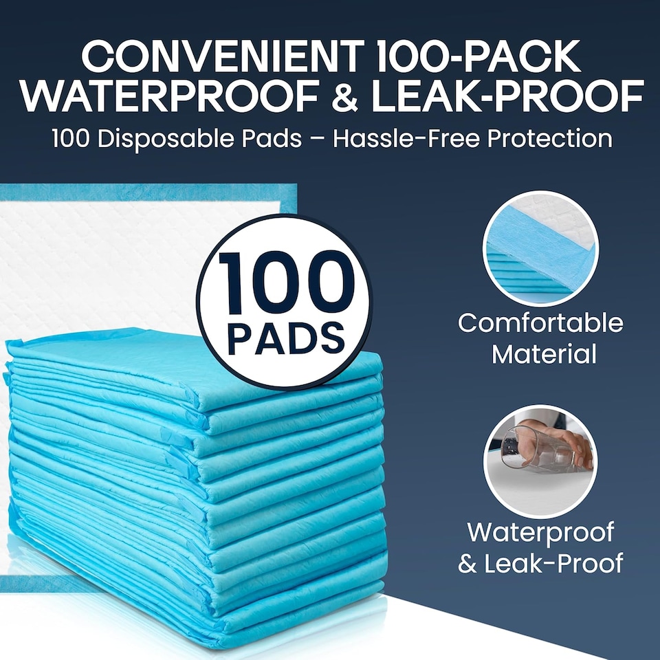image 1 of Tanness 100 Pack Disposable Incontinence Bed Pads 90 x 60cm