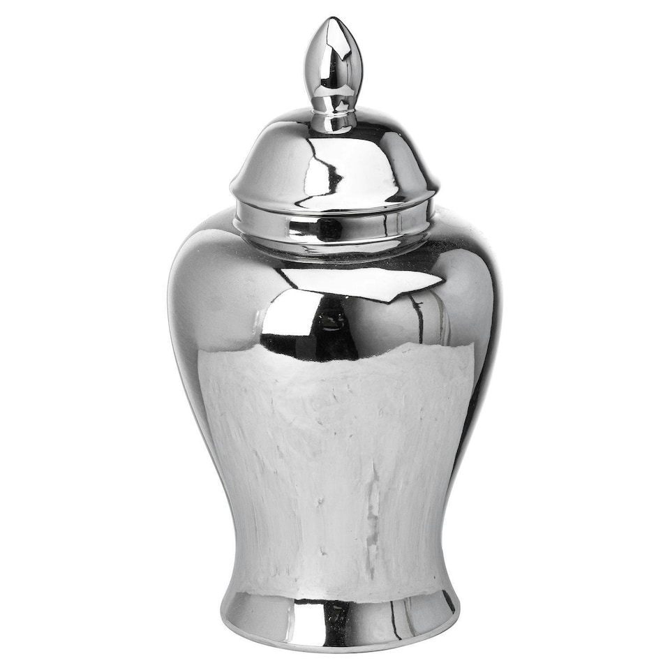 image 1 of Hill Interiors Chrome Ginger Jar - Silver - 28cm x 13cm x 13cm