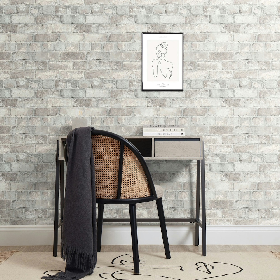 image 1 of Downtown Brick Wallpaper in Blush Multi