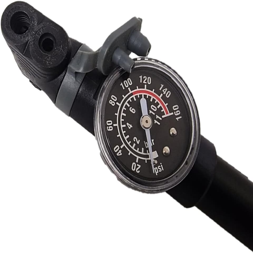 image 1 of AWE CNC 6063 Alloy Mini Bike Pump With Gauge 100 PSI Max Pressure Dual Valve SV/PV