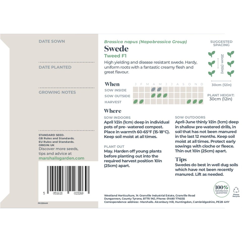 image 1 of Marshalls Garden Swede Seeds Tweed 100 seeds