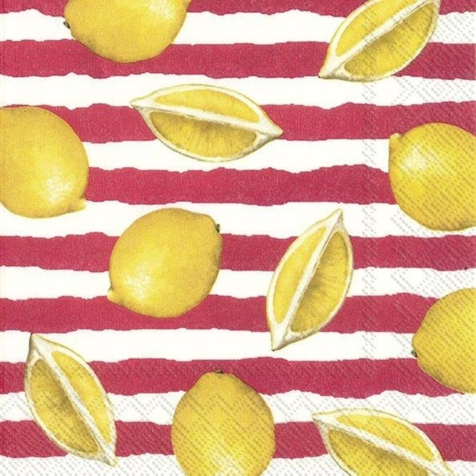 IHR  Summer Lemons Red Cocktail Napkins 25cm 3ply  20 Pack