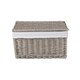 image 3 of Antique Wash Cotton Lined Wicker Storage Basket Brown | Brown | M
