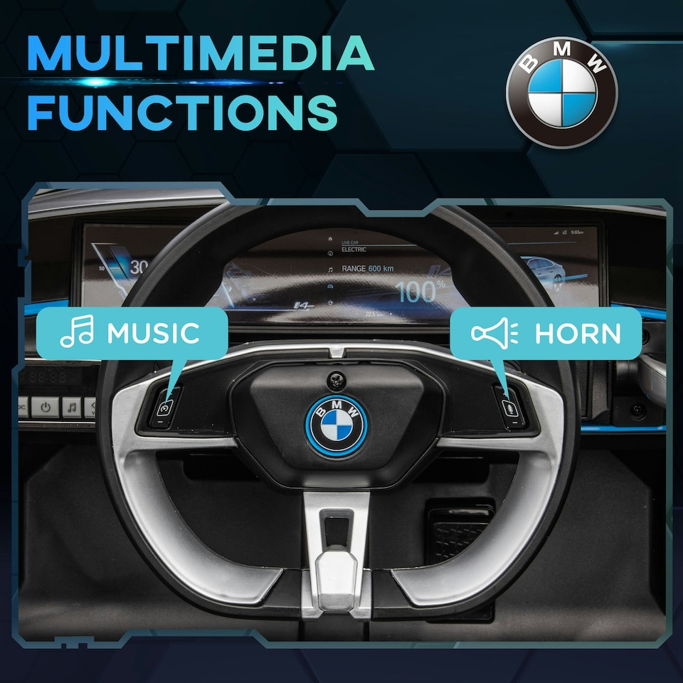image 1 of HOMCOM BMW i4 Licensed 12V Kids Electric Ride-On Car w/ Remote Control - Black