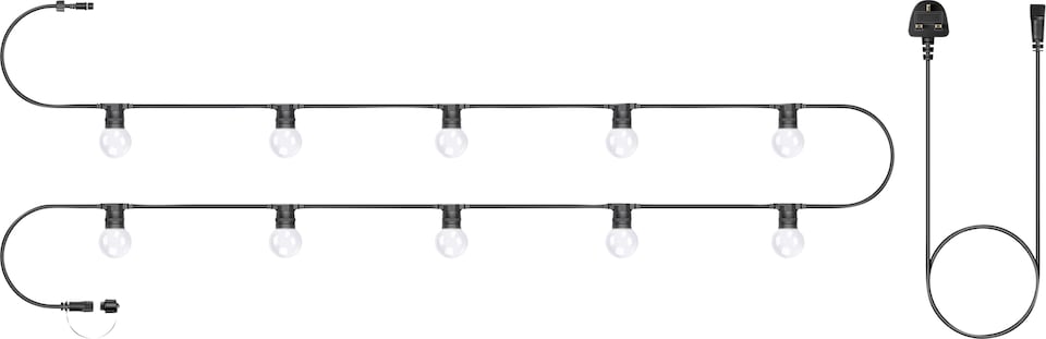 image 1 of Festoon Black Rubber IP65 5m/10x2w Cool White Clear lamps