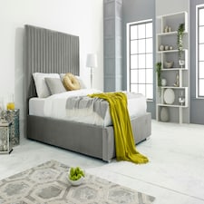 Merki Plush Double Bed Frame - Silver