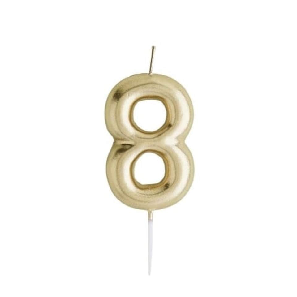 Metallic Gold Number 8 Shaped Candle