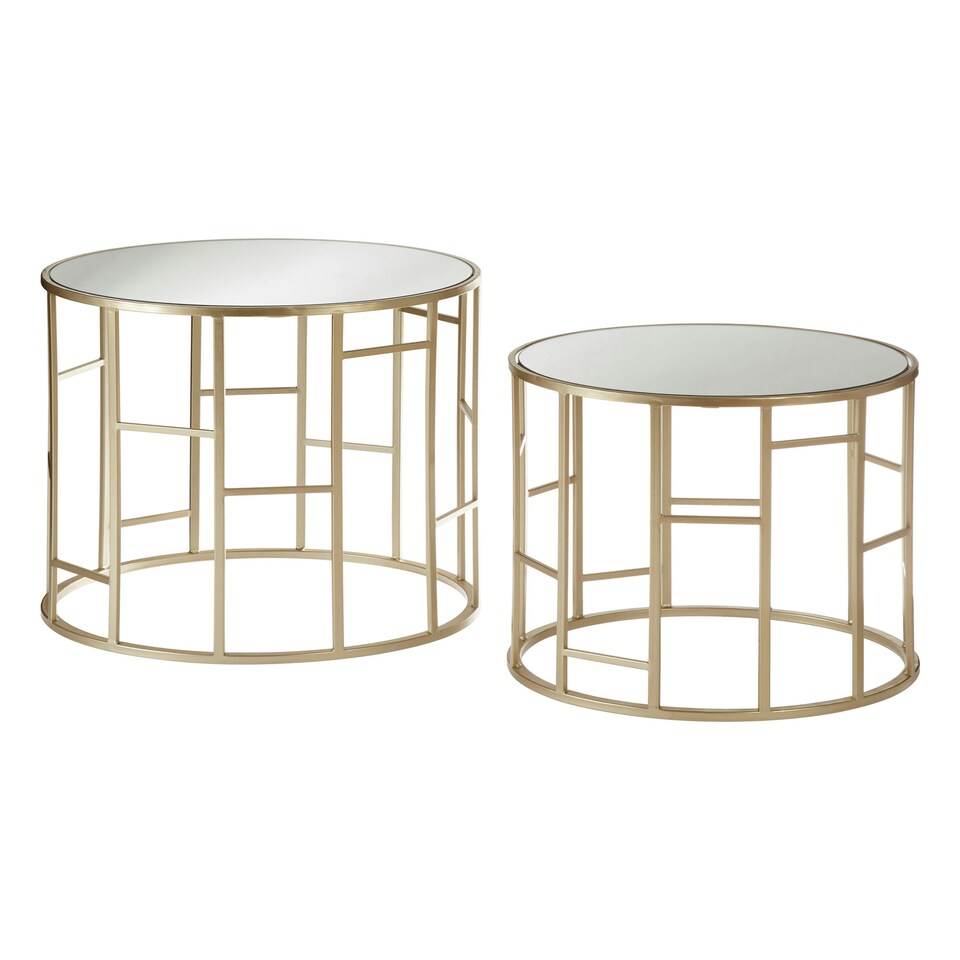 image 1 of Avantis Asymmetrical Frame Set Of 2 Tables Gold