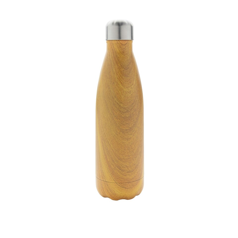 image 1 of XD Collection Wood Effect Stainless Steel 500ml Bottle - Yellow - One Size Yellow | One Size