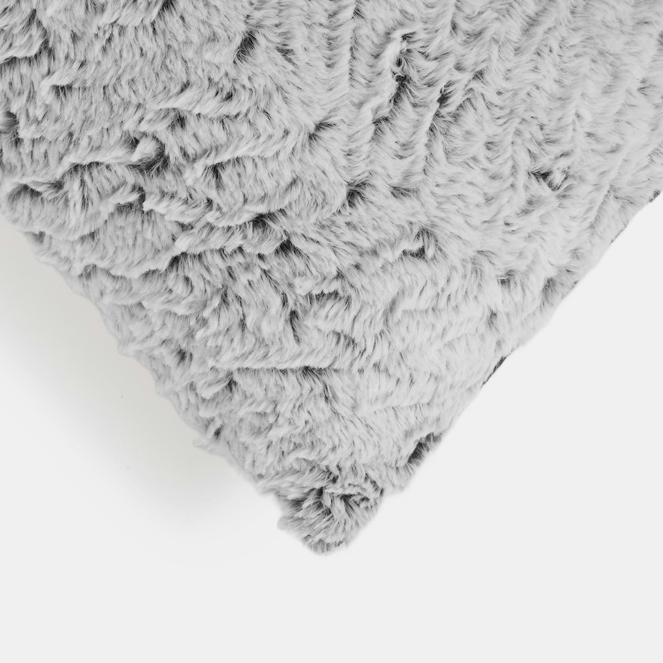 image 1 of OHS 2 x Two Tone Faux Fur Plush Cushion Covers, 45x45cm - Grey