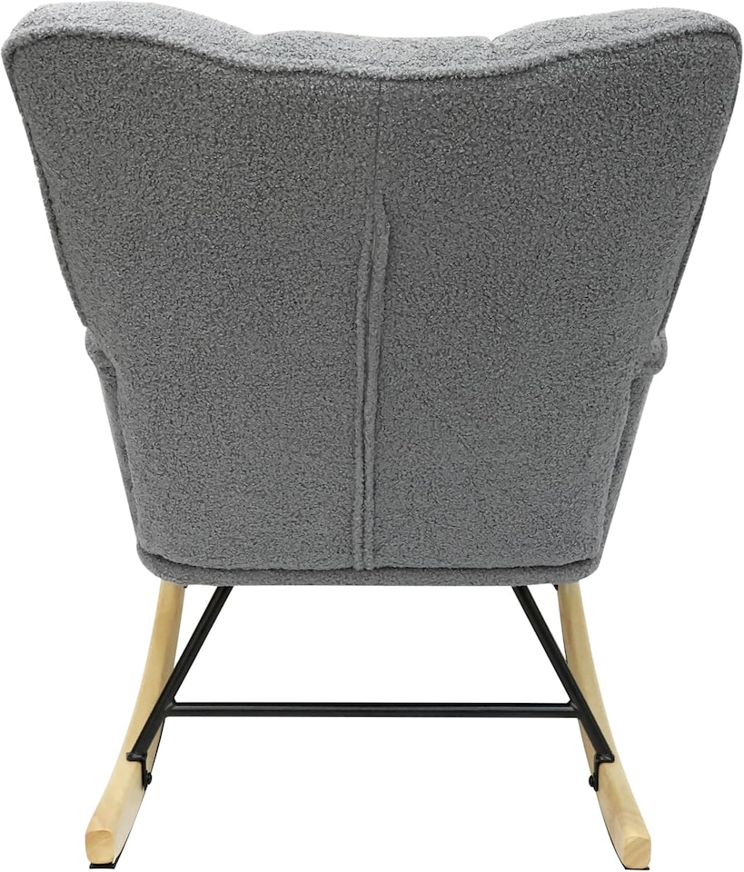 image 1 of Alivio Comfortable Teddy Rocking Arm Chair with High Backrest (Grey)