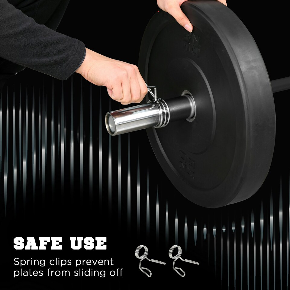 image 1 of SPORTNOW 5cm Weight Lifting Bar, Barbell Bar with Spring Clips, 210cm, 19kg