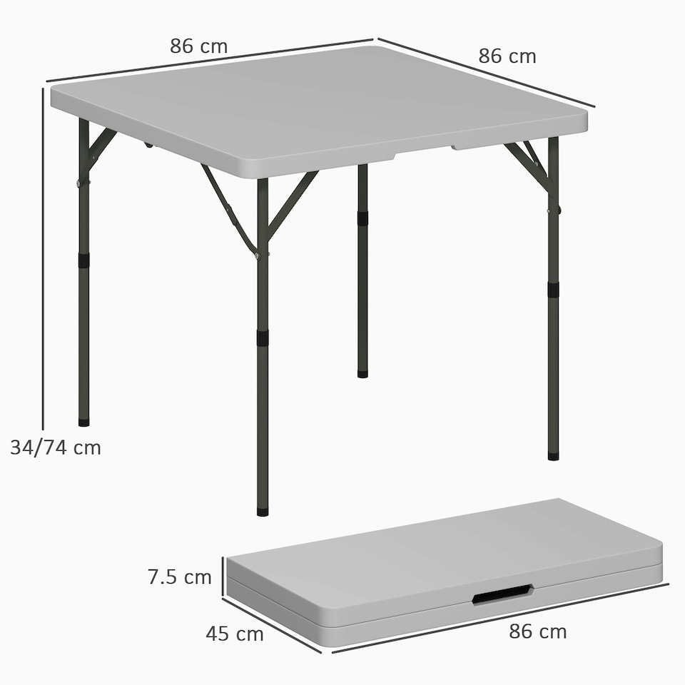 image 1 of Outsunny 3ft Folding Camping Table with 2 Adjustable Height, Dark Grey