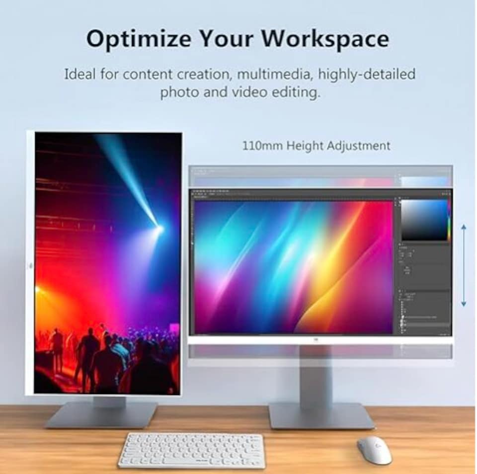 image 1 of Z-Edge 27 Inch 4K Monitor UHD 3840x2160 IPS 60Hz Height Adjustable White | PC Monitor, 250cd/m² Brightness, Adaptive Sync, Pivot Swivel Tilt, HDMI DisplayPort, VESA Mountable
