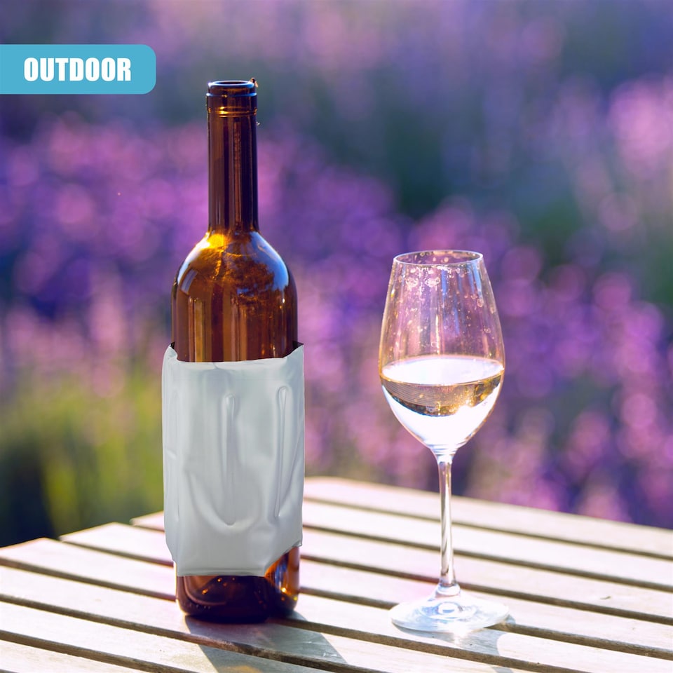 image 1 of GEEZY Flexible Ice Pack Wine Chiller Sleeve Silver Reusable Cooler for Bottles and Cans