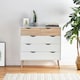 image 2 of VonHaus White and Oak Effect 5 Drawer Chest of Drawers for Bedroom White | Brown